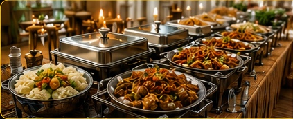 Indonesische catering met chafing dishes